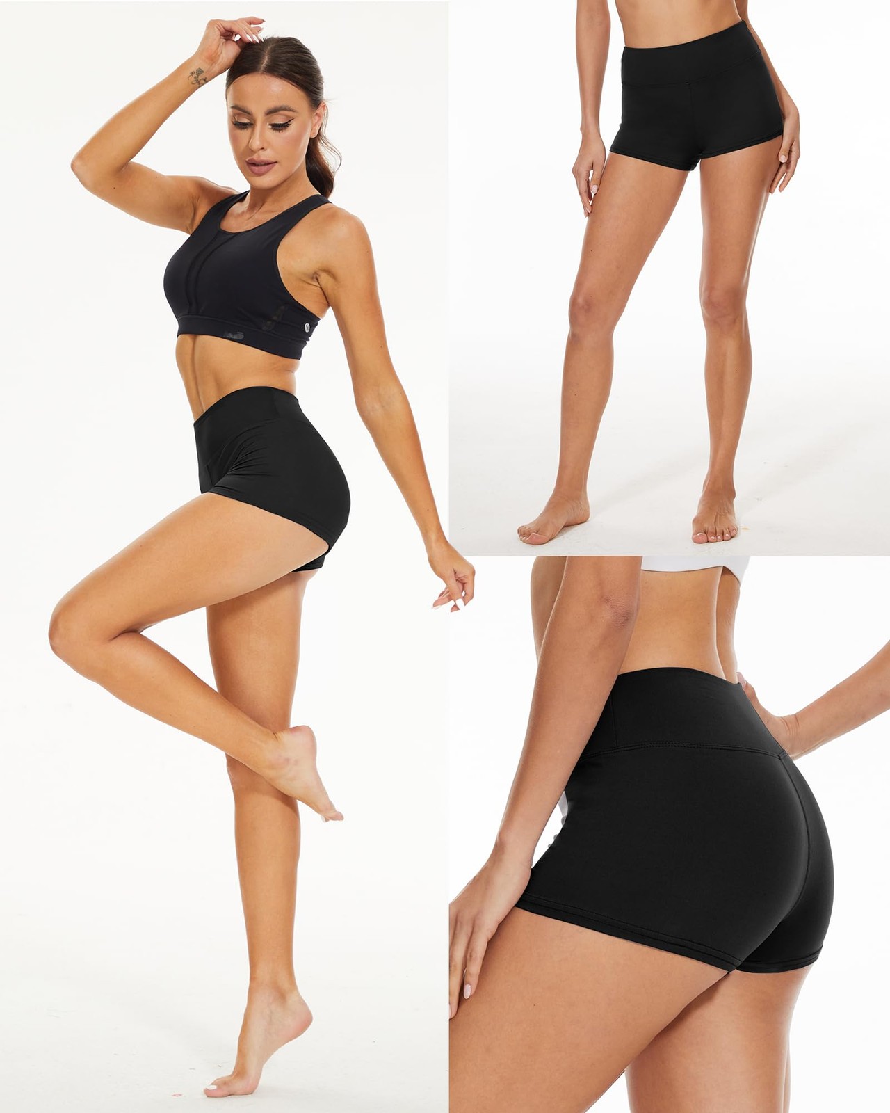 2 Pack Biker Shorts for Women - 3"/5"/8" Booty Volleyball High Waisted Black ... gallery