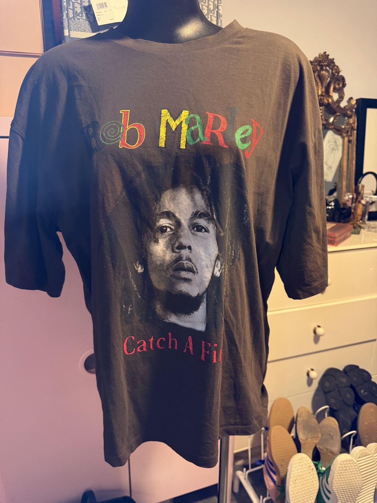 Bob Marley Catch A Fire T-Shirt XL Zion Rootswear Licensed Graphic Tee gallery