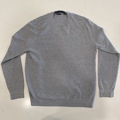 Ted Baker Men’s Waffle Knit Crewneck Long Sleeve Shirt in Heather Gray