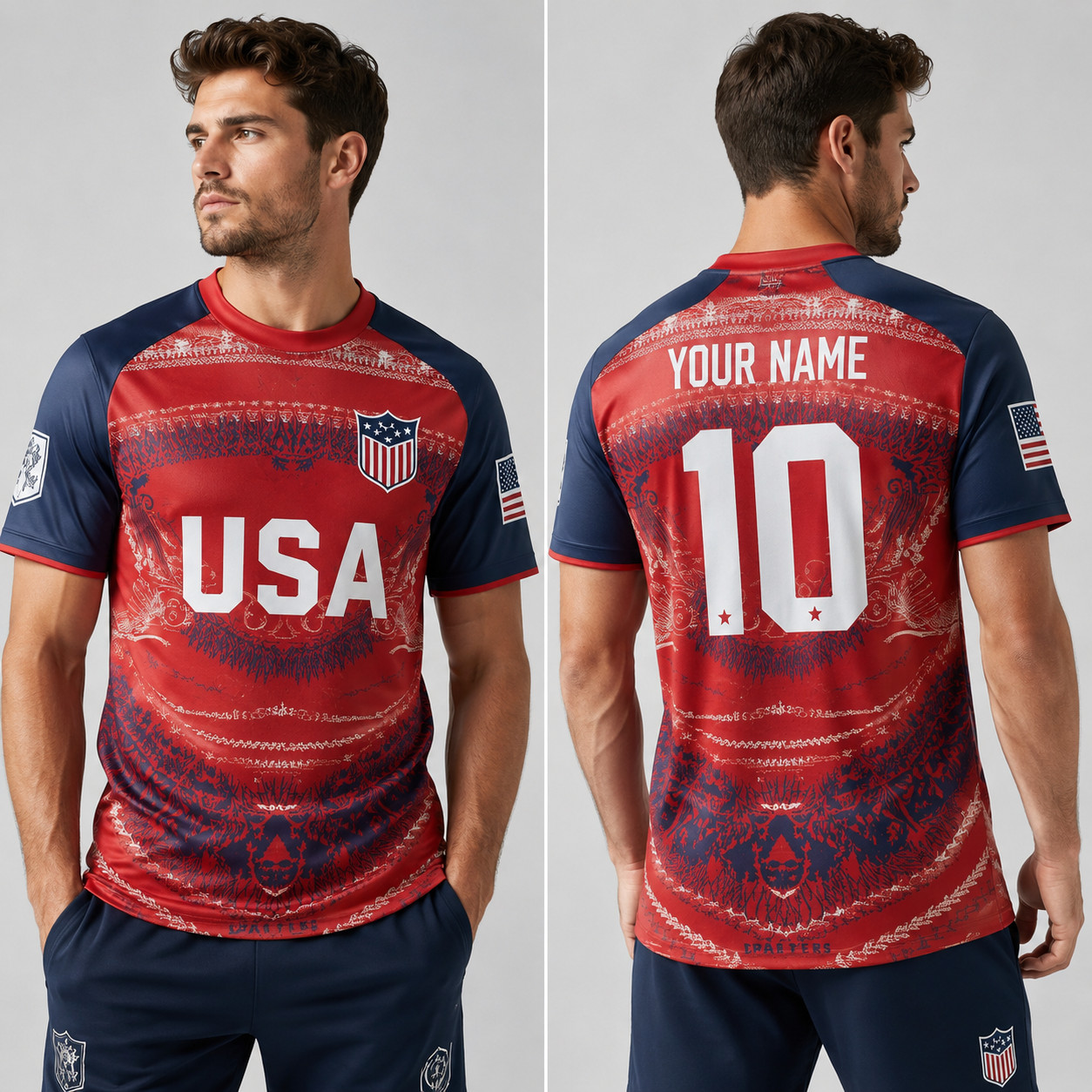USA Soccer Jersey Shirt American Flag Patriotic Unisex Fan Tee gallery
