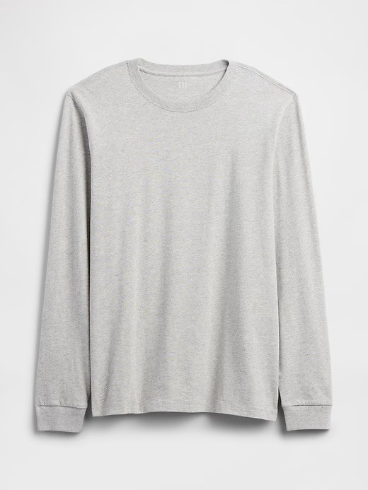 Gap Everyday Soft Long Sleeve Shirt Mens Medium Gray Crew Cotton Solid $30 MSRP gallery