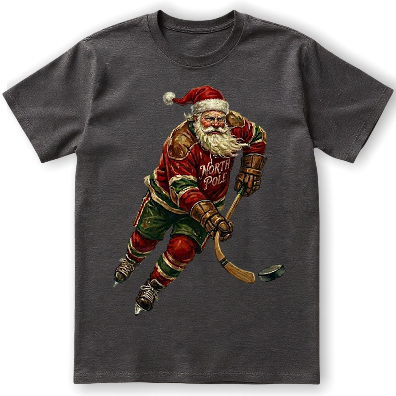 Vintage Santa Hockey T-Shirt North Pole Jersey Christmas Holiday Sports Sweater gallery