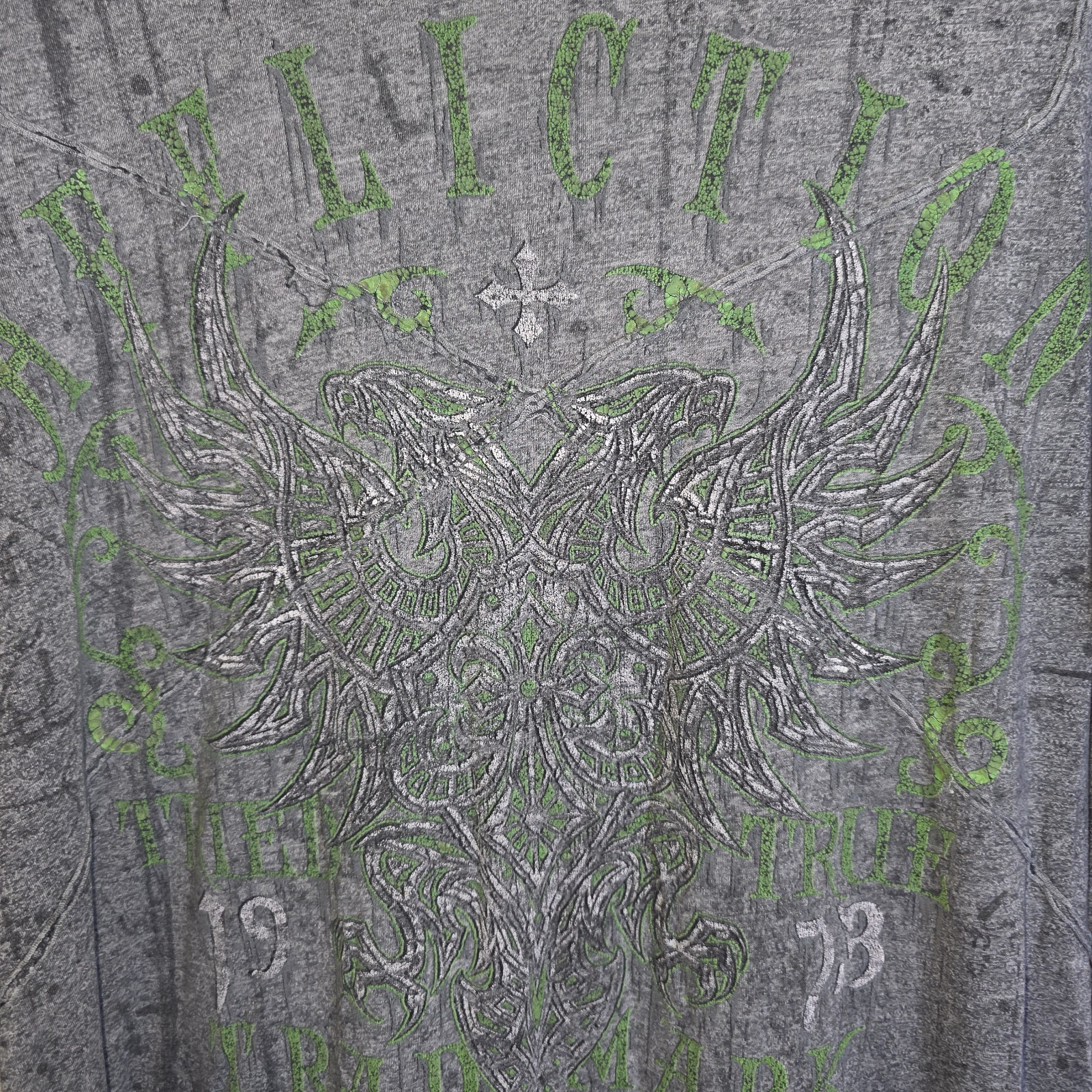 Affliction Mens T-Shirt Sz 2XL Short Sleeve Tried True Side Lace Up Crewneck gallery