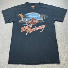 Harley Davidson T Shirt Mens Small Black 105th Anniversary Biker Milwaukee Crest
