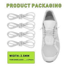 2 Pairs 1/10″ (2.5mm) Elastic Thin Shoe Laces, Stretch Round Shoelaces Shoe S…