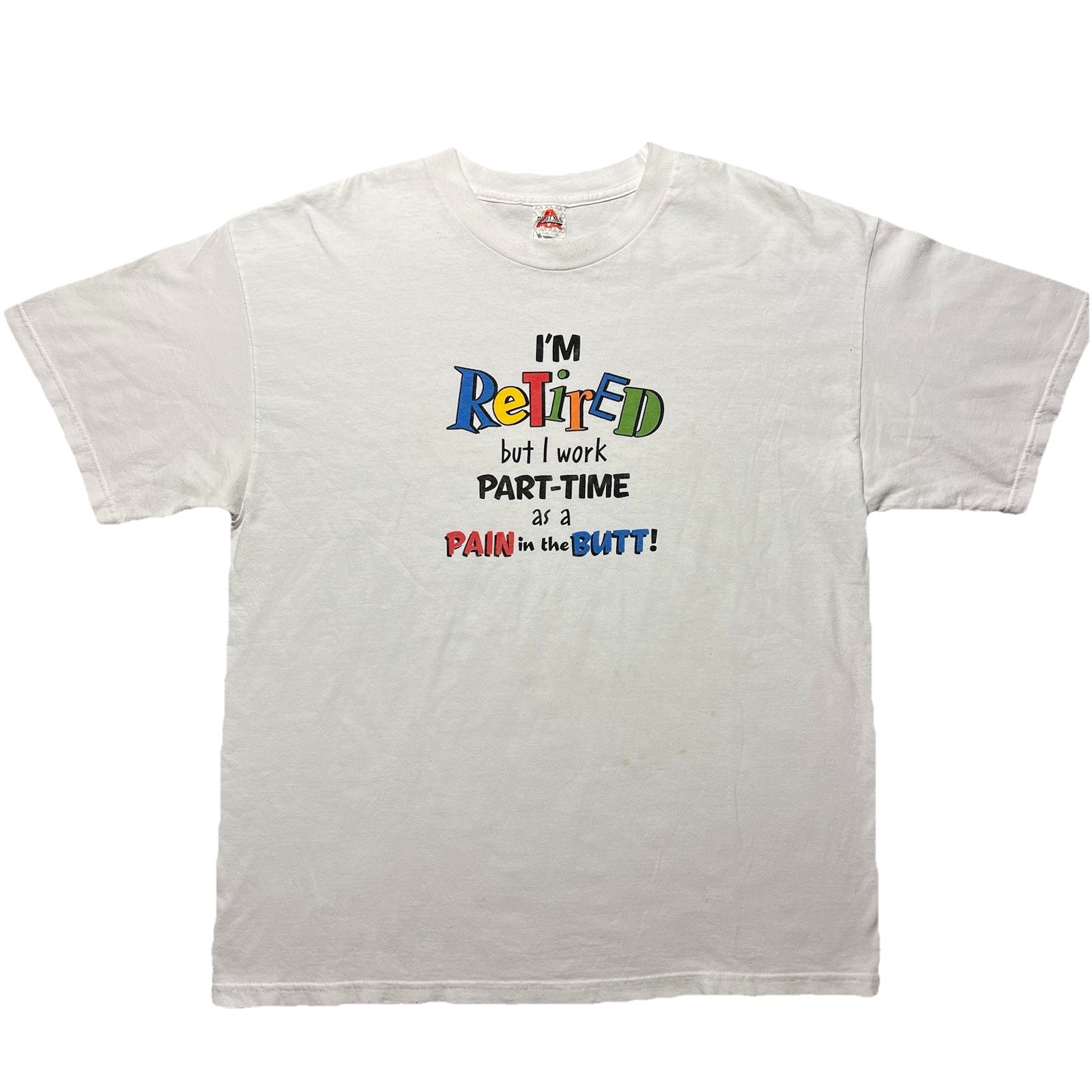 Vintage Y2K Retired Humor T Shirt Mens XL White Funny Graphic gallery