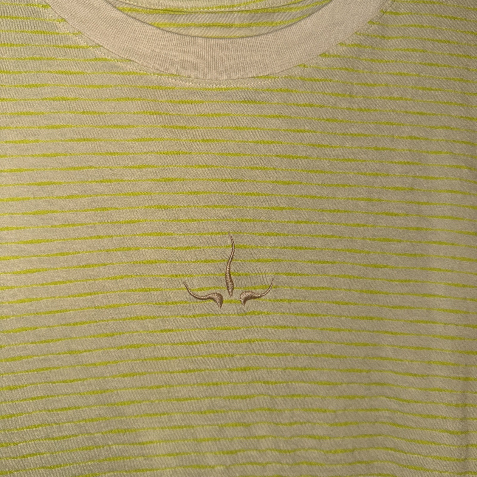 Prana (prAna) Yellow Neon Crew Tee Men's S Oversized Striped Logo Embroidered gallery