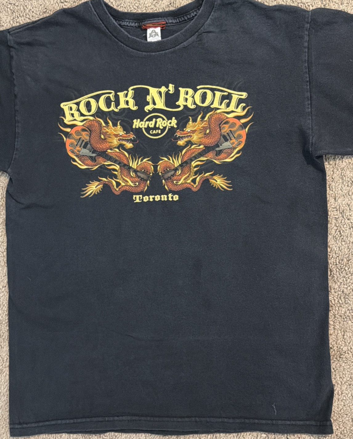 Hard Rock Cafe Toronto Rock N Roll Dragon Guitar T Shirt Black Mens Size Medium gallery