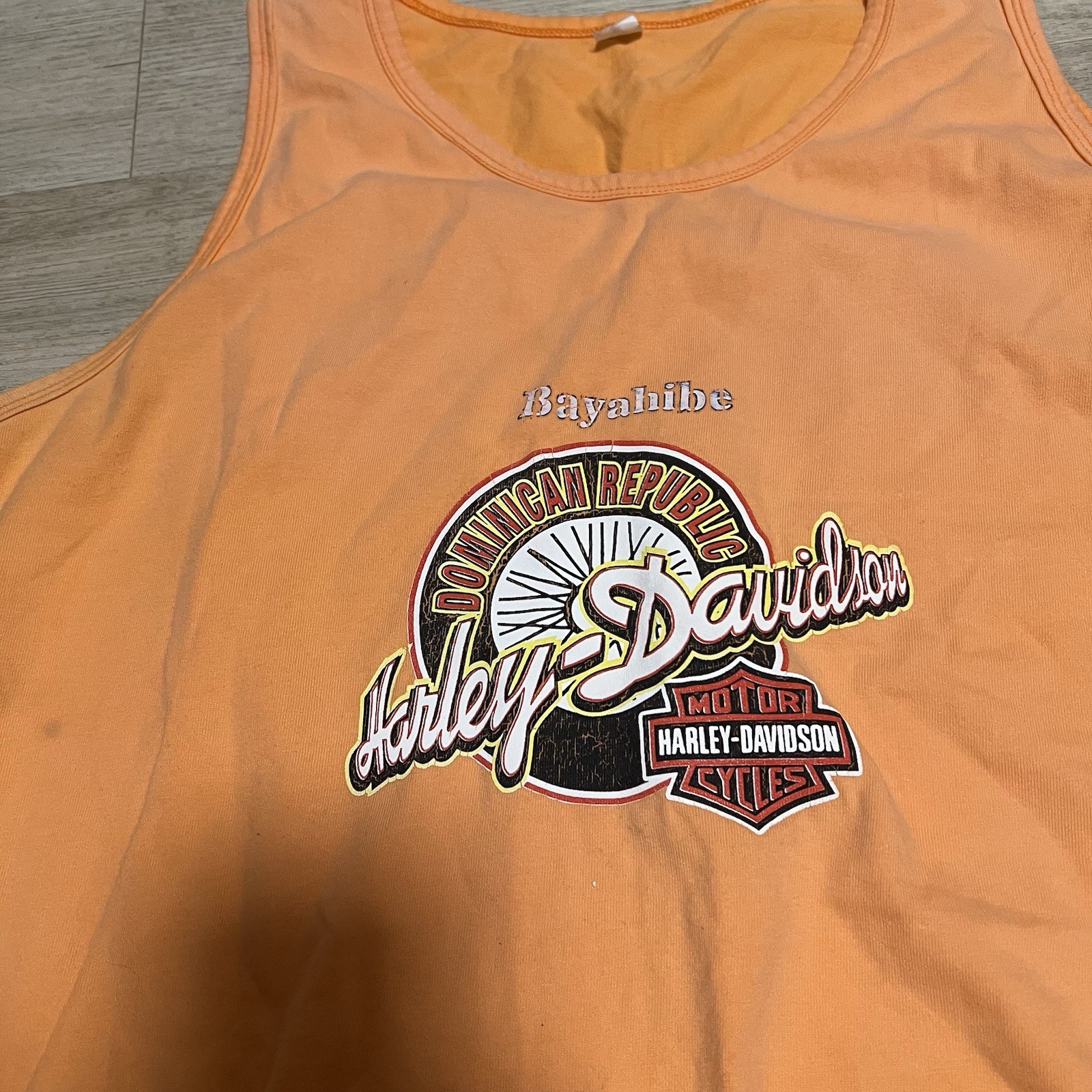 Harley Davidson Motorcycles Bayahibe Dominican Republic XL Men Tank Top Orange gallery