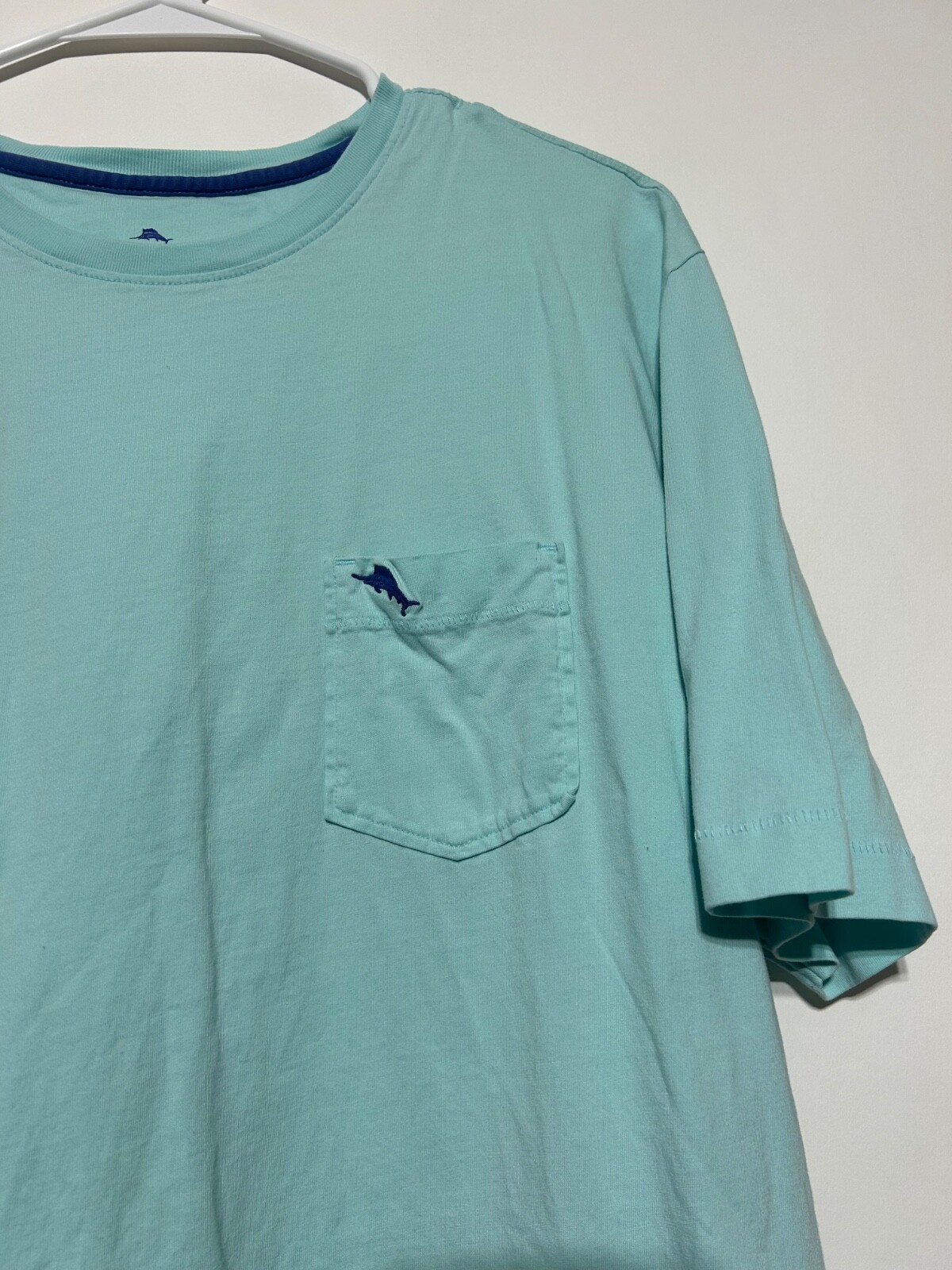 Tommy Bahama Men Size L Blue UPF 30 Pima Cotton Pocket Short Sleeve Shirt gallery