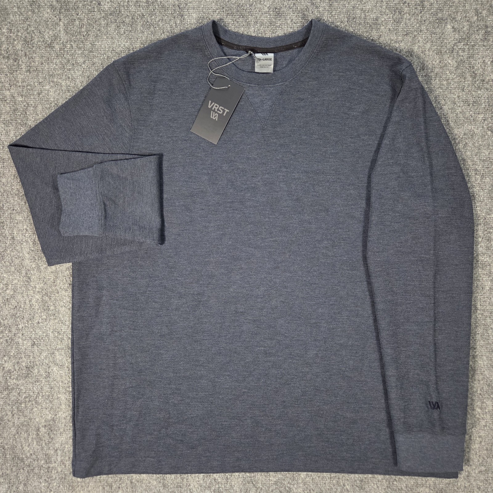 NWT VRST R&R Waffle Crew Shirt Mens XXL Darker Ardosia Slate Heather Blue 2XL gallery