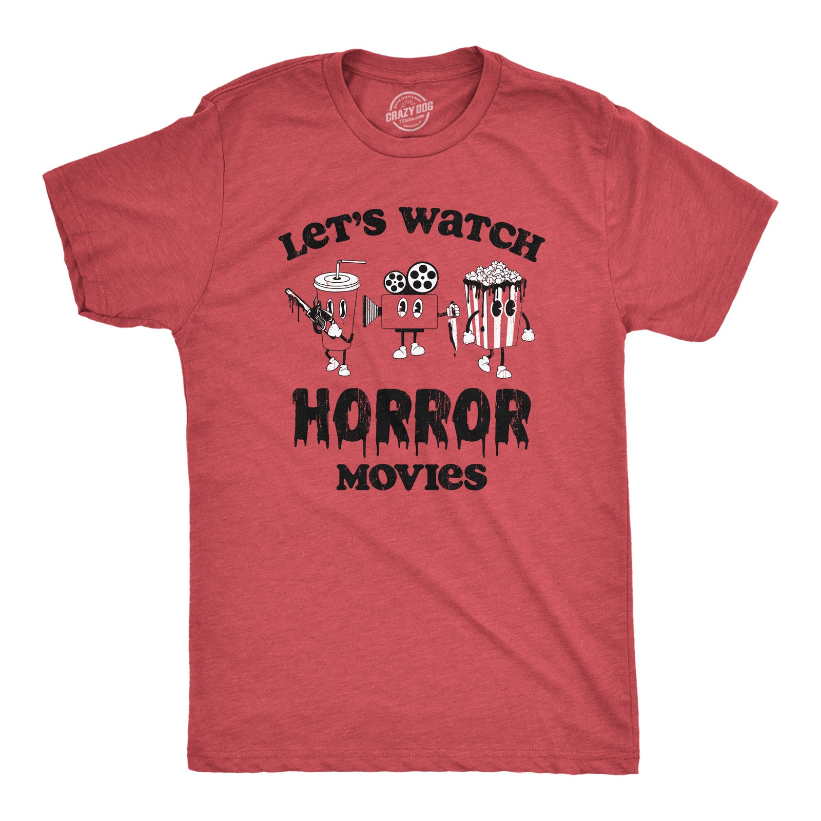 Mens Lets Watch Horror Movies T Shirt Funny Spooky Scary Film Lovers Tee for gallery