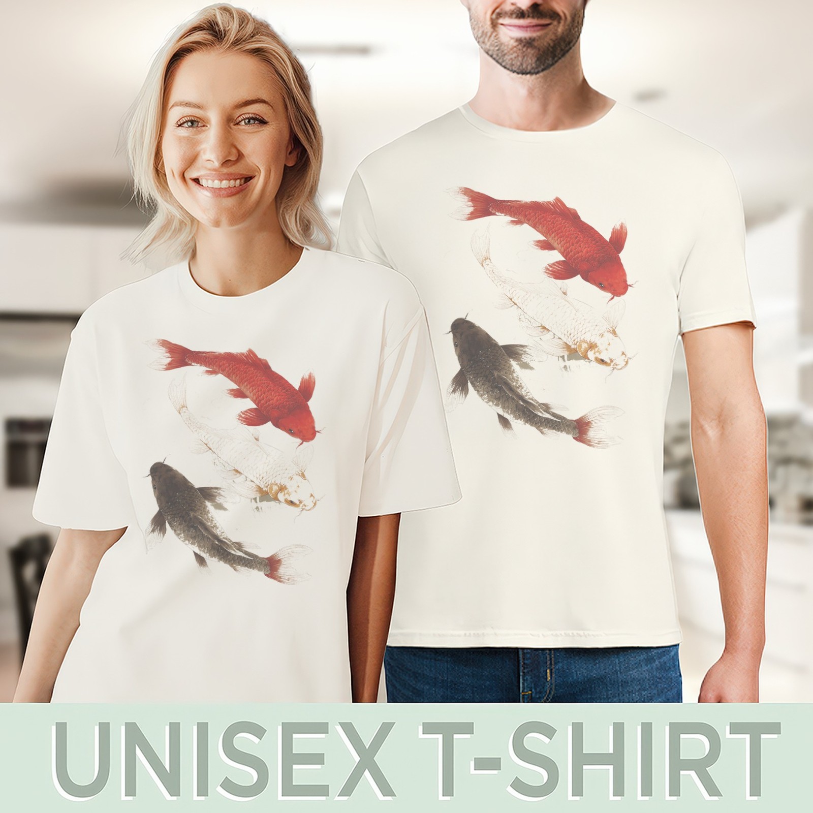 Koi Fish Graphic Tee Natural Shirt Aquatic Art Design gallery