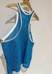 NWT Dsquared2 Men’s Runway Blue Mesh Muscle Racer Back Vest Tank Top Size M