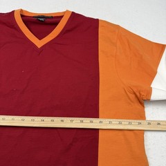 Marithe Francois Girbaud Shirt Mens Medium Burgundy Orange V Neck Long Sleeve