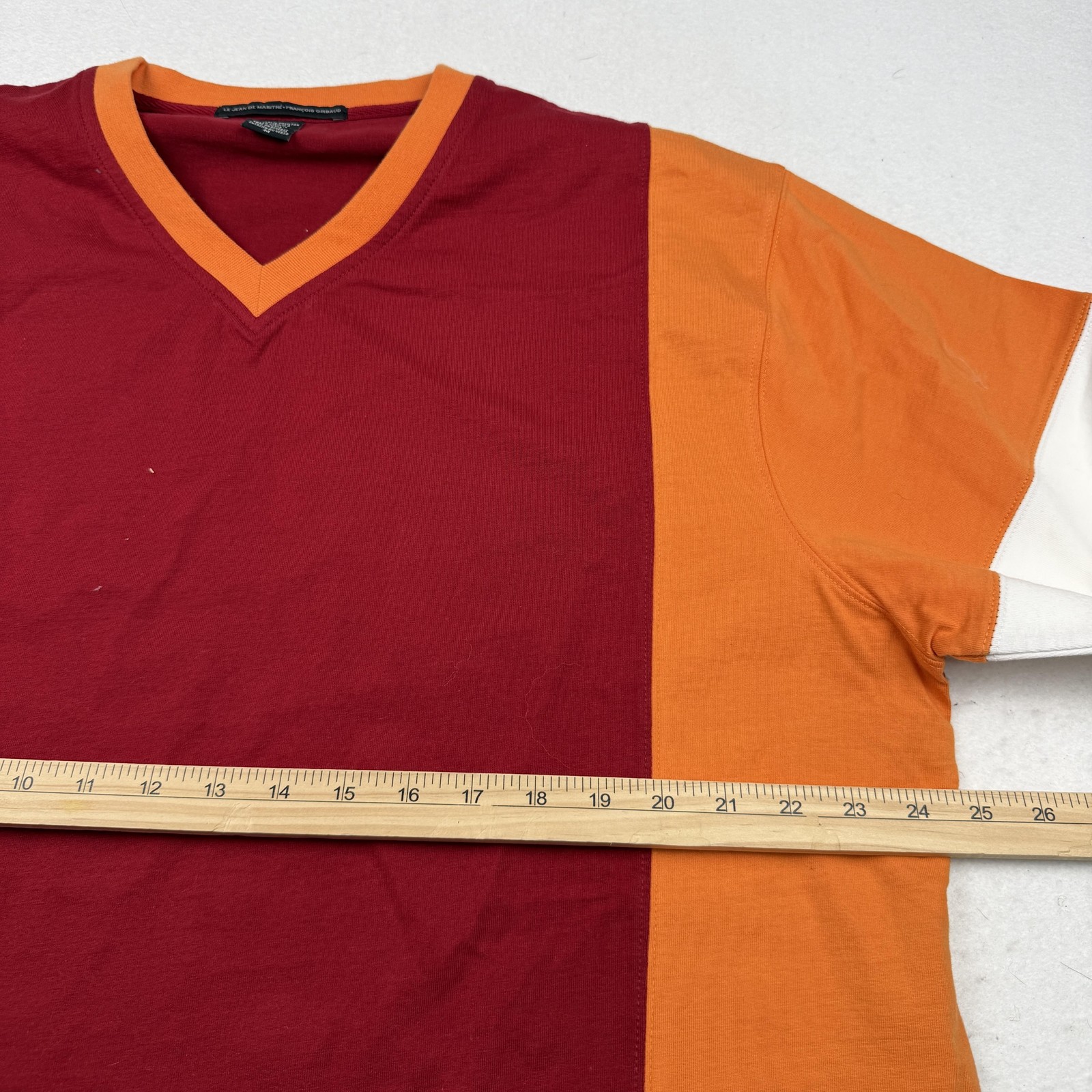 Marithe Francois Girbaud Shirt Mens Medium Burgundy Orange V Neck Long Sleeve gallery