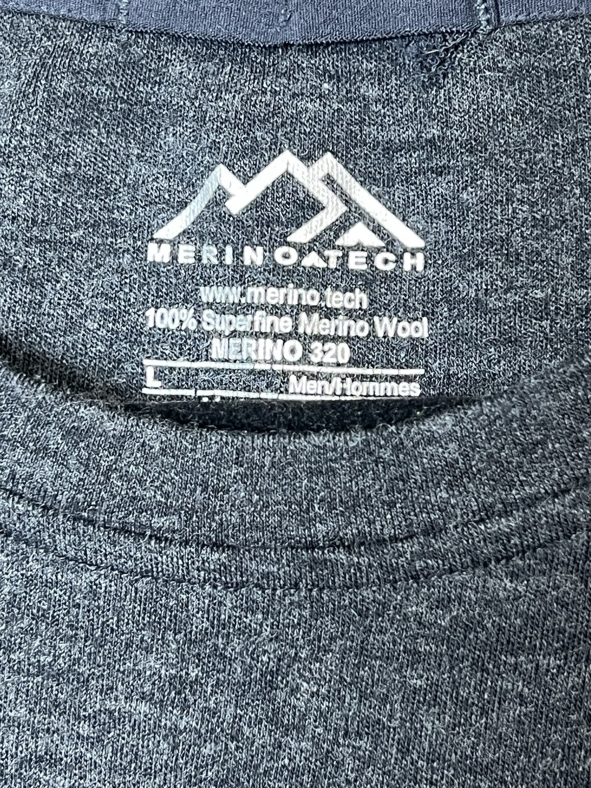 Merino Tech 100% Merino Wool Base Layer Top Mens L Dark Grey Long Sleeve 320 EUC gallery