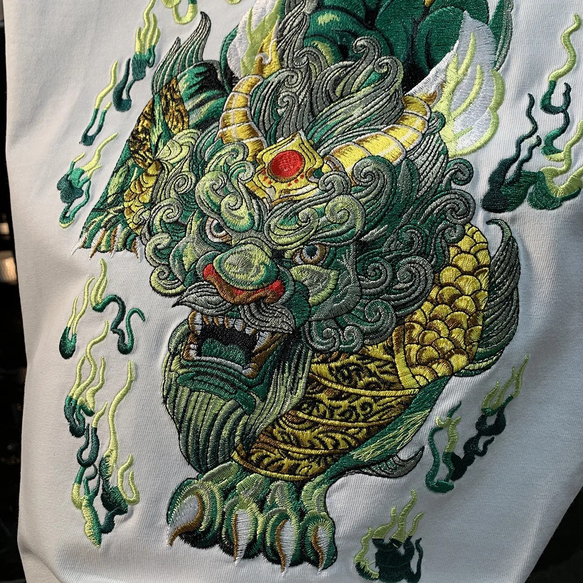 Men Embroidery Dragon Graphic T-Shirt Casual Short Sleeve Crewneck Cotton Tee gallery