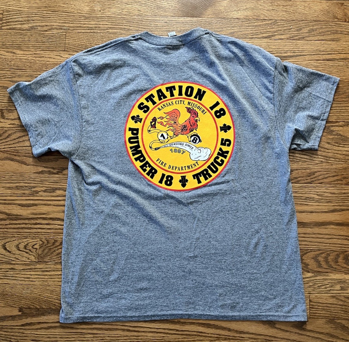 Kansas City MO Fire Department KCFD Station 18 Heather Gray T-Shirt Mens XL gallery