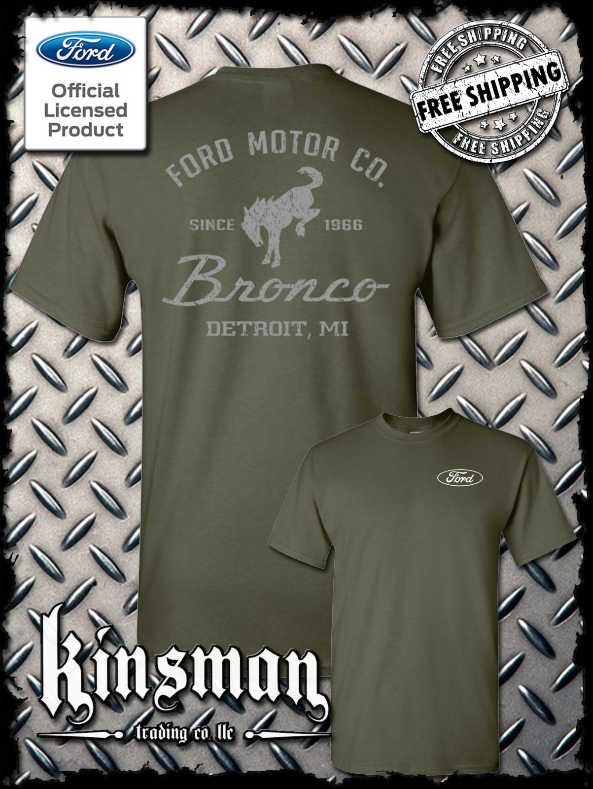 Ford Motor Co Bronco Detroit, MI 2-Sided T-Shirt - Official Licensed Product gallery