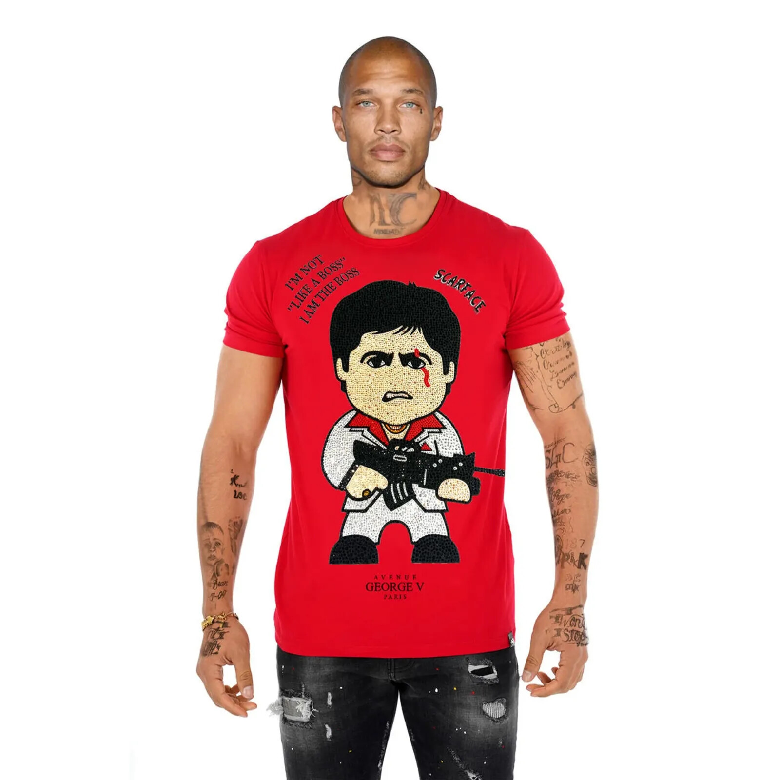 Avenue George V Paris T-Shirt Scarface Men's Red Tony Montana M L XL 2XL 3XL gallery