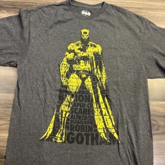 DC Comics Batman T-shirt Yellow Words Dark Knight Small EUC Gotham Large