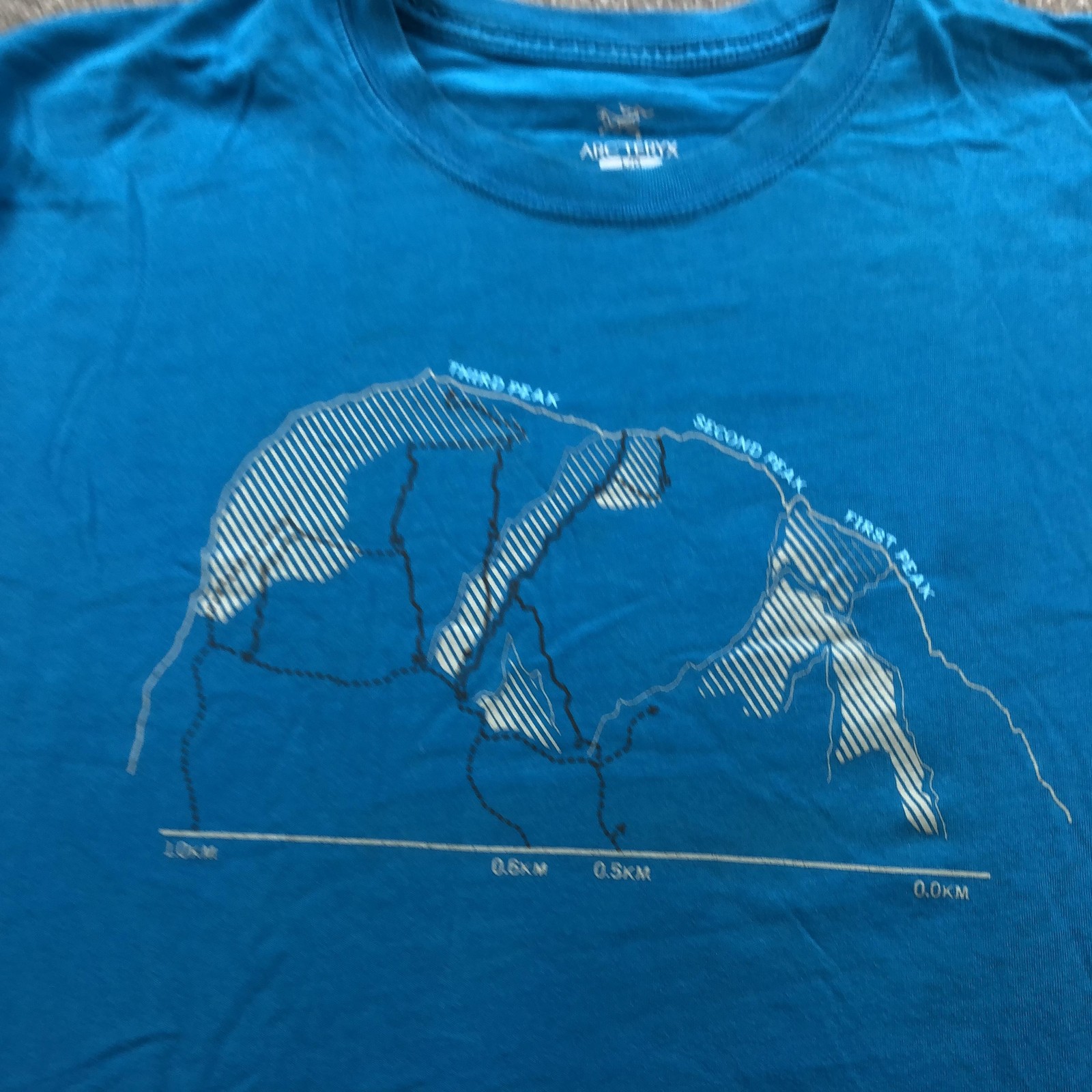 Arc'teryx Shirt Mens Large Blue Mountains Peaks Compass Graphic Tee Tagless gallery