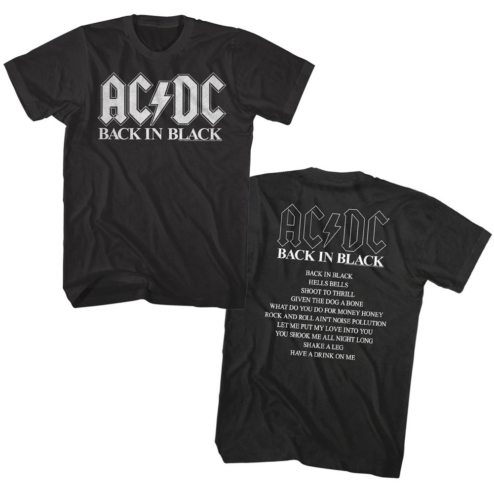 ACDC Back in Black Album Cover Men's T Shirt Rock Band Vintage Tour Music Merch gallery