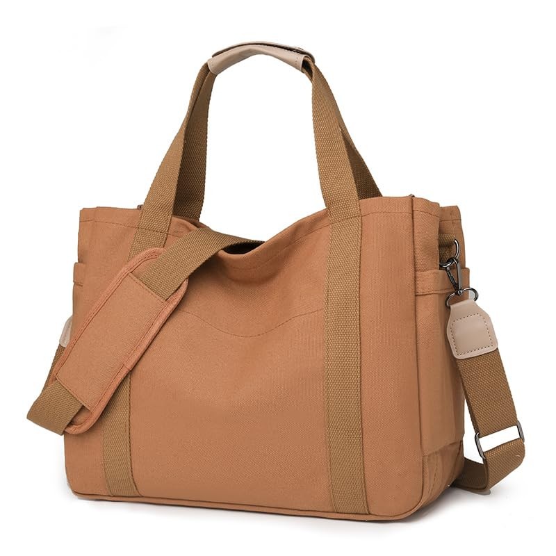 Canvas Crossbody Tote Bag for Women Laptop Work Handbag Shoulder Messenger Ba... gallery