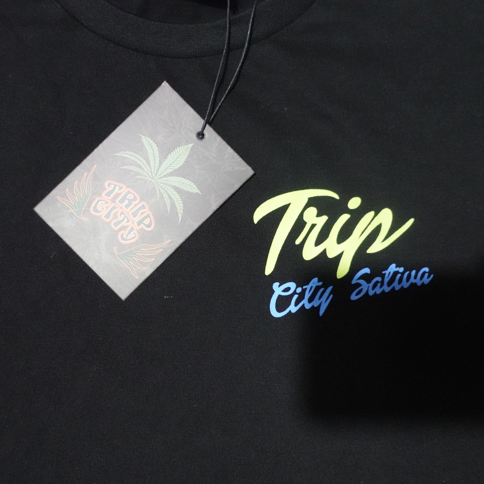 NWT Trip City Sativa Mens Size L AOP Graphic Print New Black Colorful California gallery