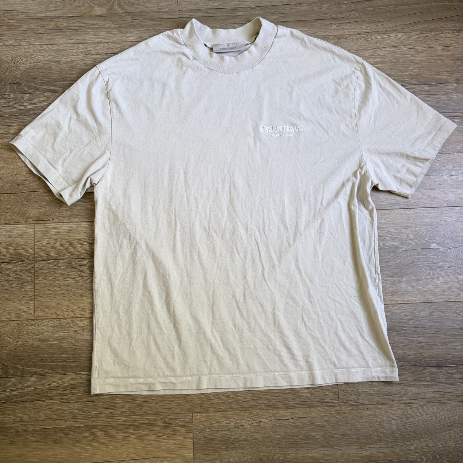 Essentials Fear Of God Beige Logo Men's Tee size XXL in GUC gallery