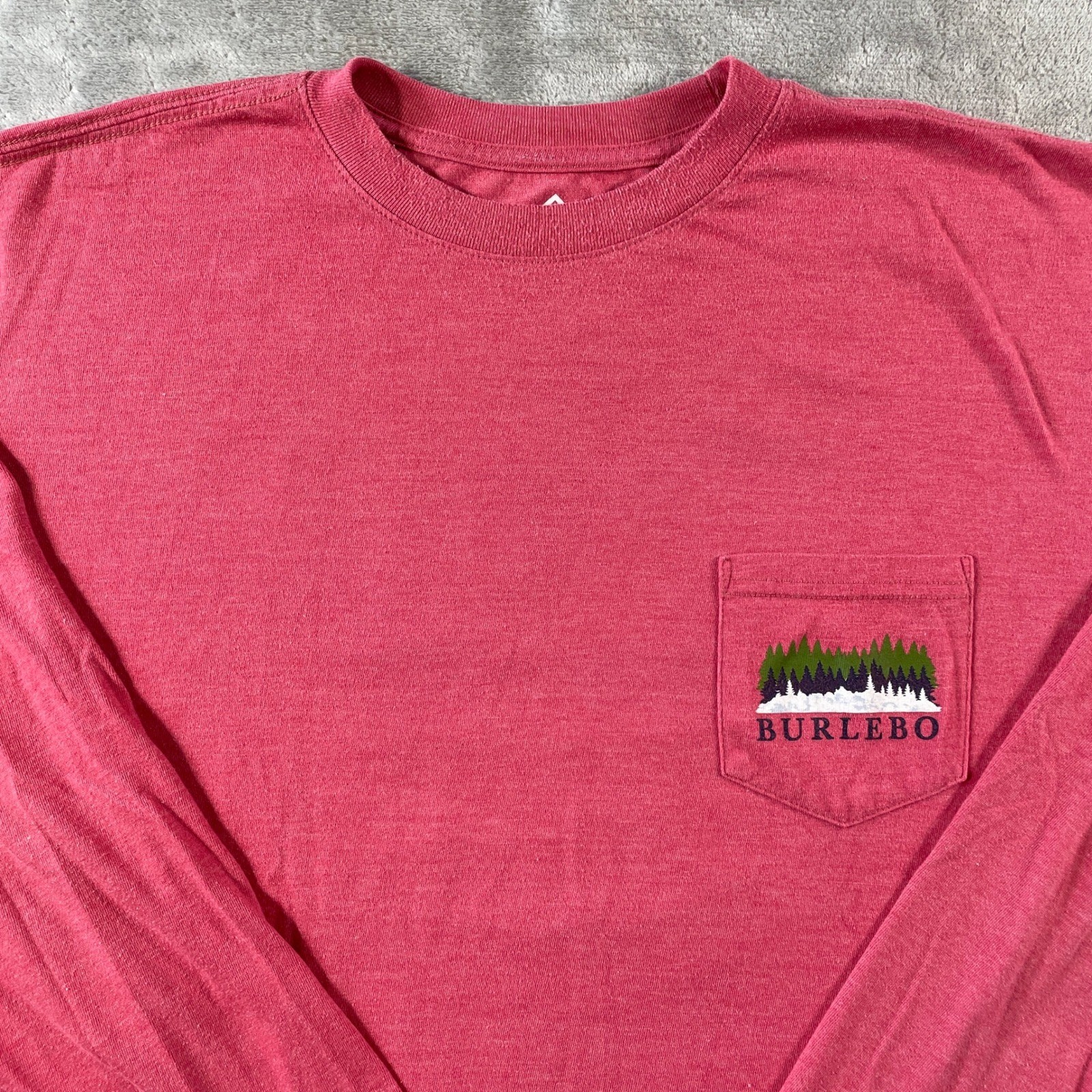 Burlebo Shirt Mens XL Heather Red Christmas Holiday Bronco Long Sleeve Pocket gallery