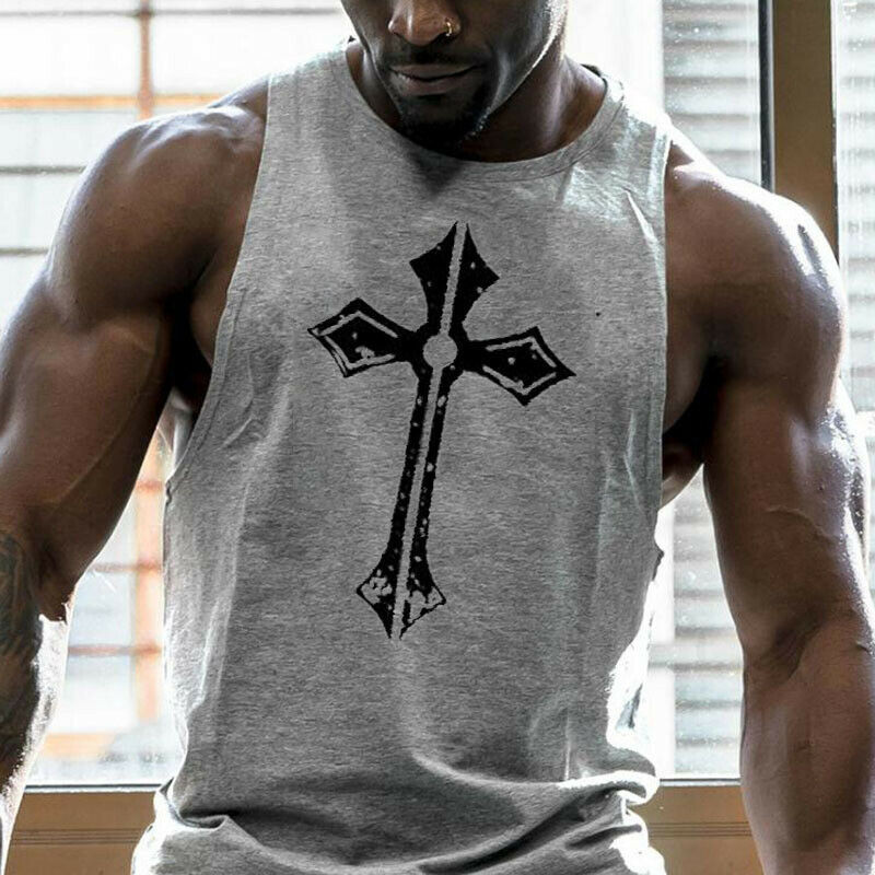 Men's Tank Tops Bodybuilding Muscle T Shirt Sleeveless Gym Training Workout Vest gallery