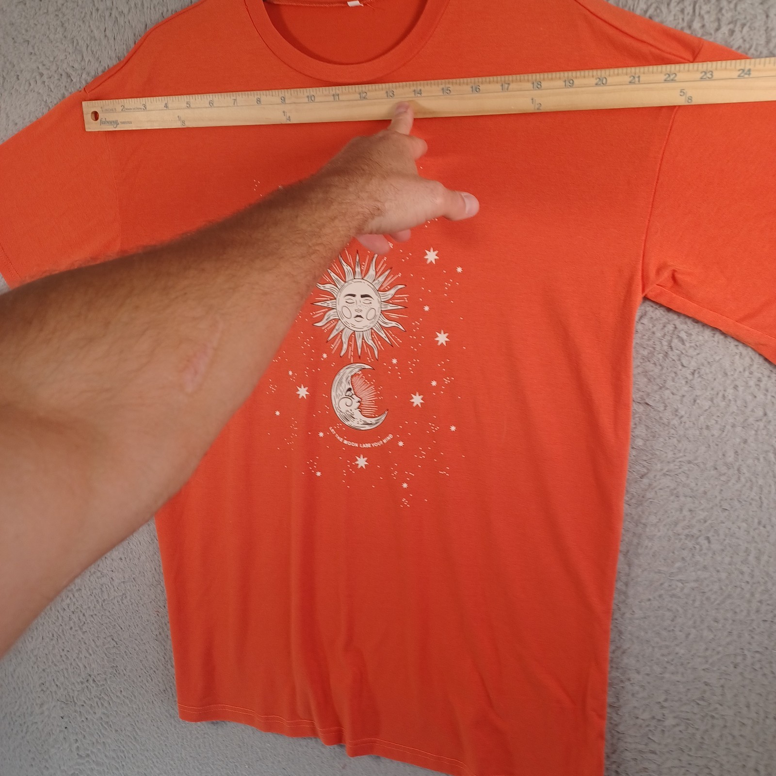 Mens Orange T-Shirt Size Medium Let The Sun Warm Your Soul Let The Moon YourMind gallery