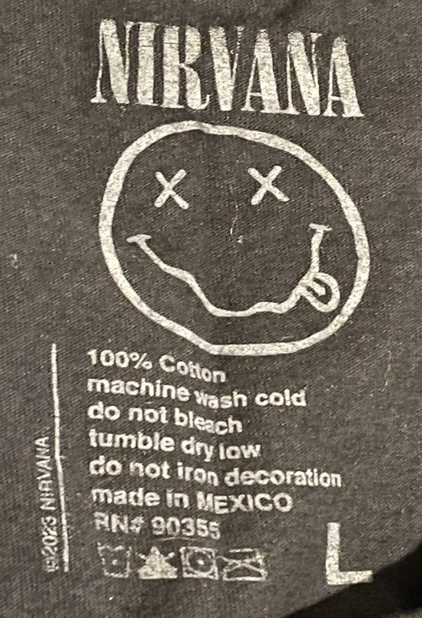 Nirvana T-Shirt Smile Face Band Logo Official Unisex Black Men’s Large gallery