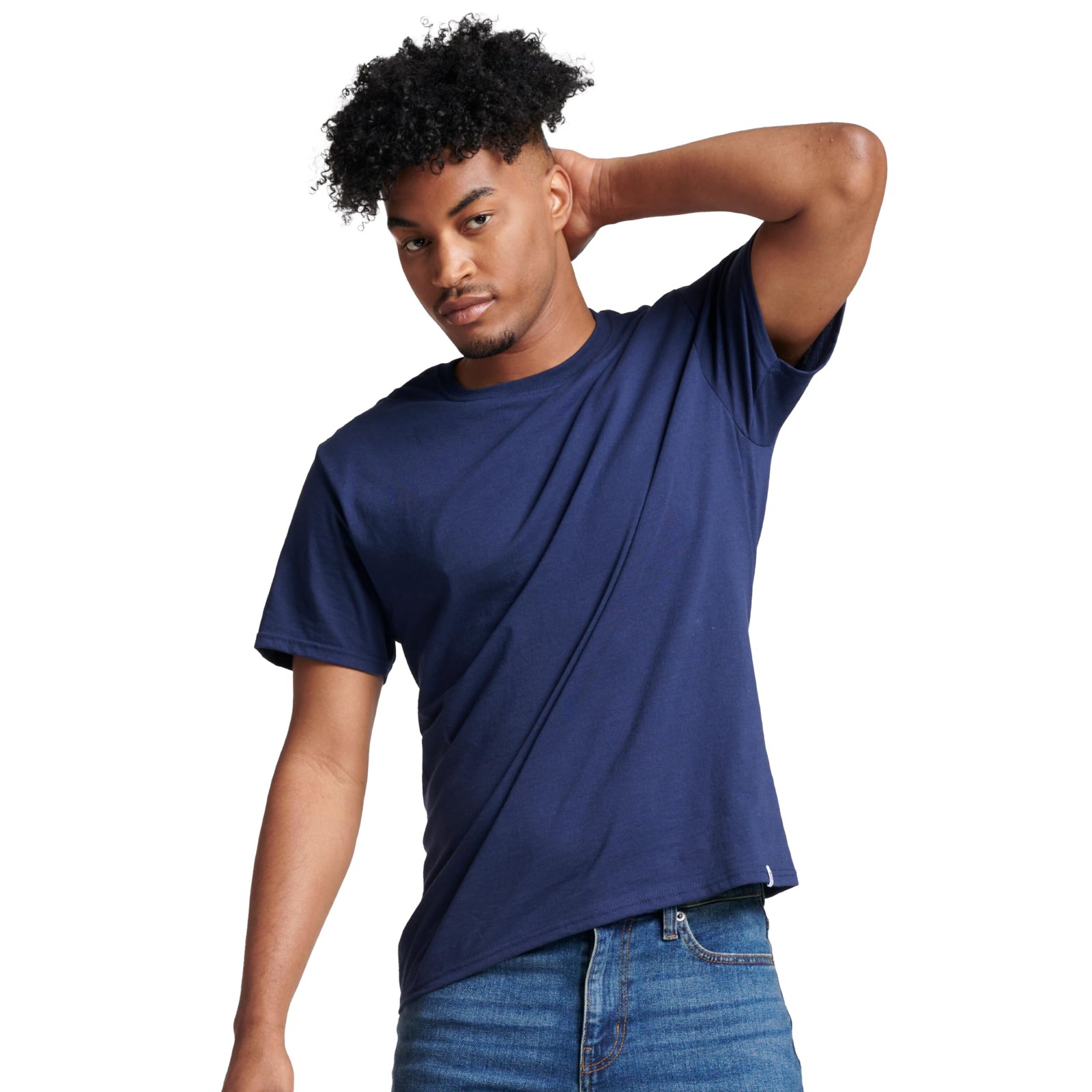 Mens Cotton Performance Short Sleeve T-Shirt Navy Medium US gallery