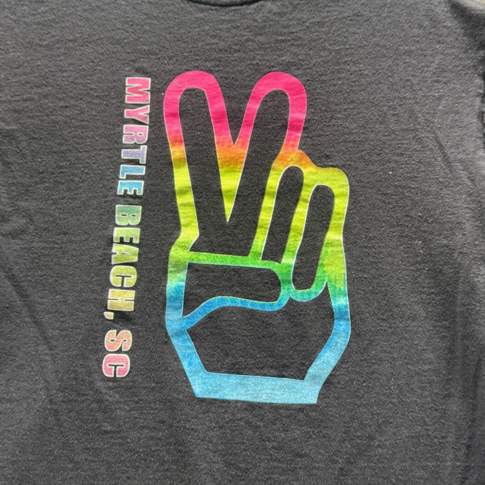 Delta Shirt Mens L Black Myrtle Beach SC Peace Sign Graphic Tee Crewneck gallery