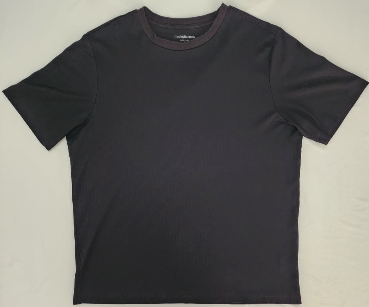 Croft & Barrow Easy Care All Black Fitted Crew Ribbed T-Shirt Men's Large Y2K gallery