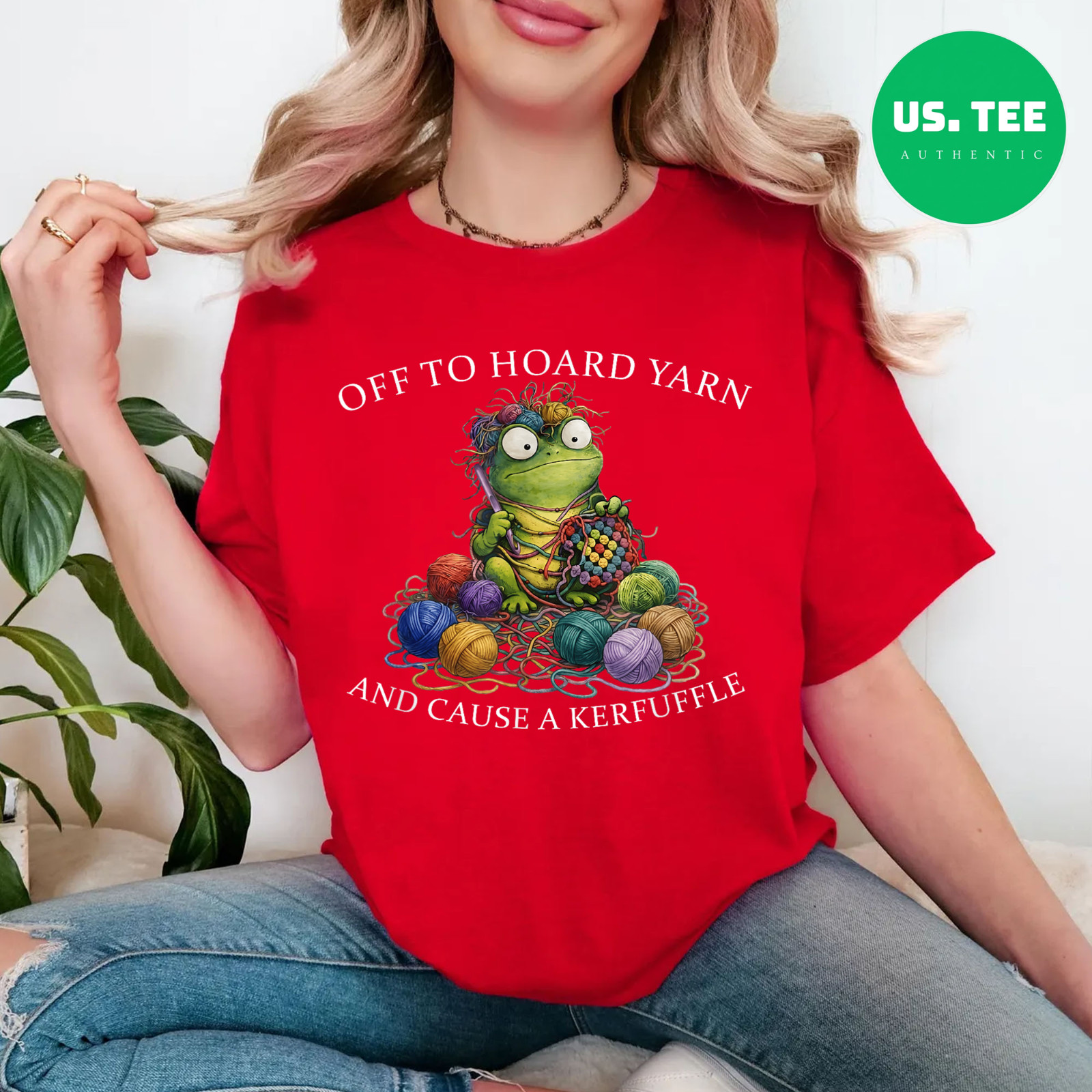 Off to Hoard Yarn Frog Knitting Crochet Knitter Yarn Lover T-Shirt gallery