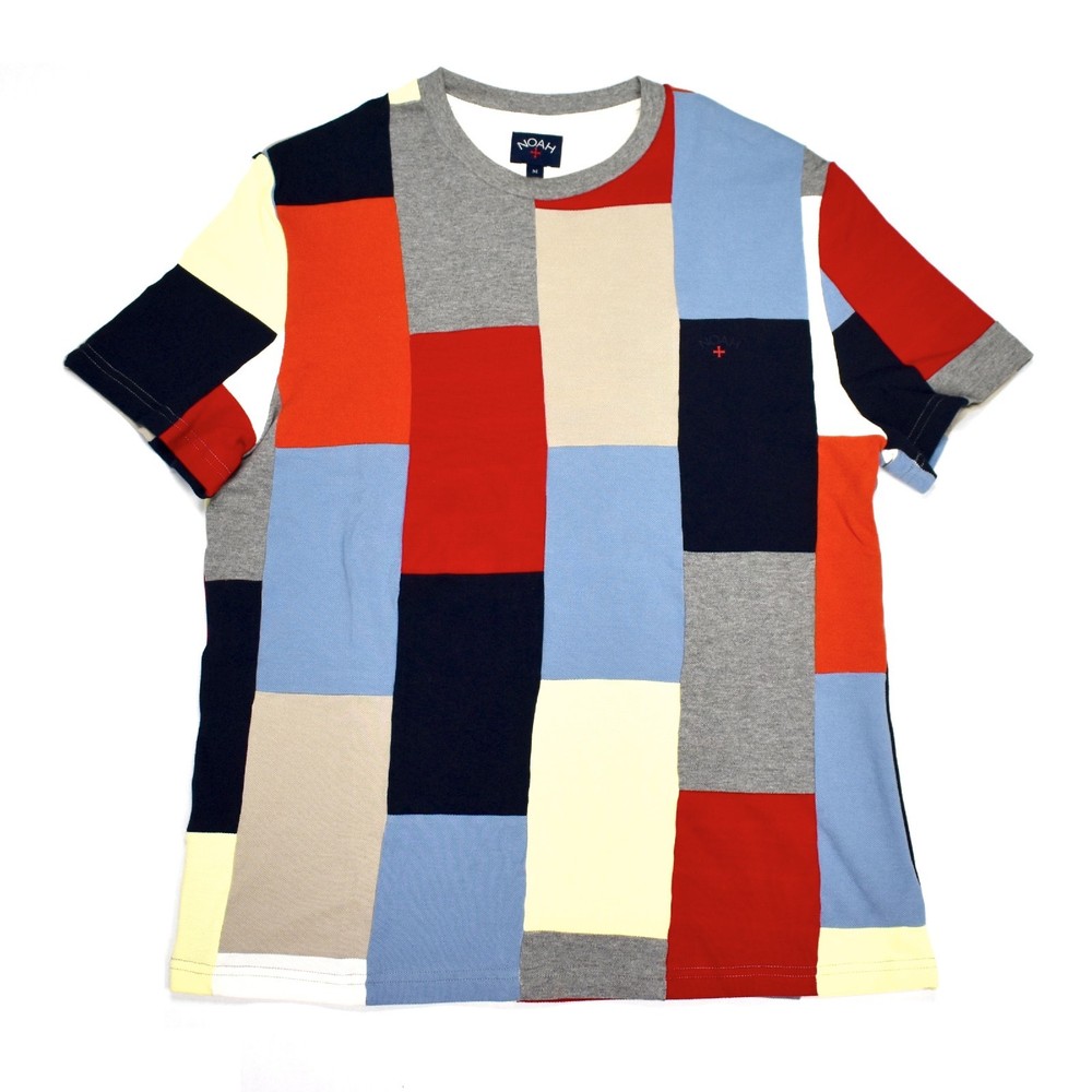 DS Noah NY SS17 Patchwork Pique Knit Color Block Core Logo T-Shirt Men’s M RARE