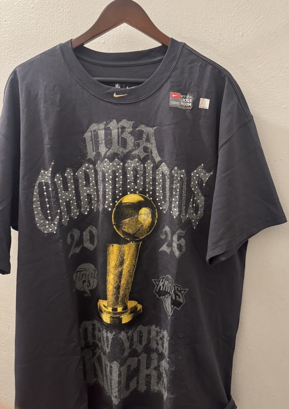 New York Knicks Nike 2026 NBA Champions Locker Room On Court Rhinestone T-Shirt gallery