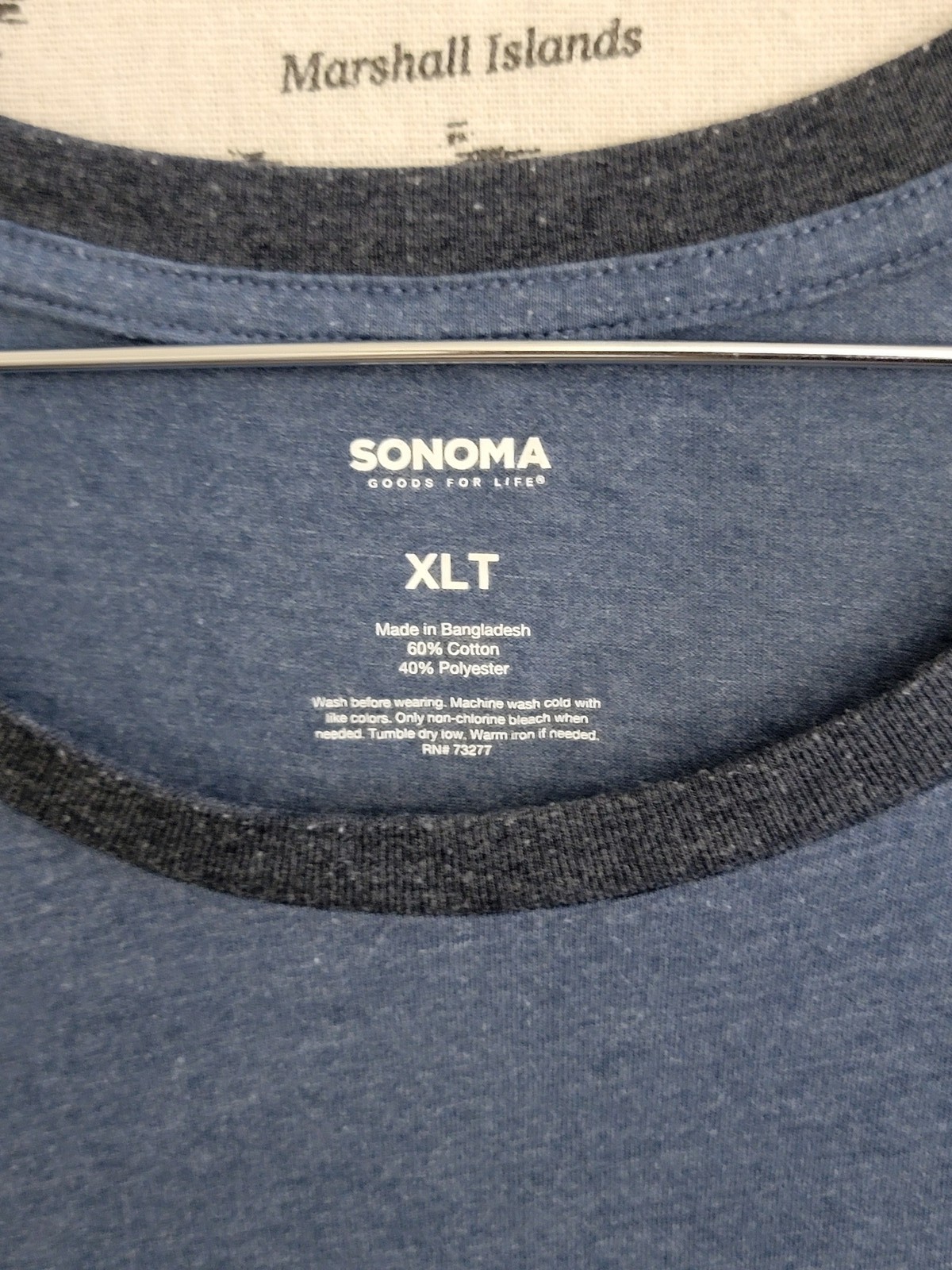 Sonoma Men's XLT Raglan T-Shirt Short Sleeve Crew Neck Two-Tone Blue gallery