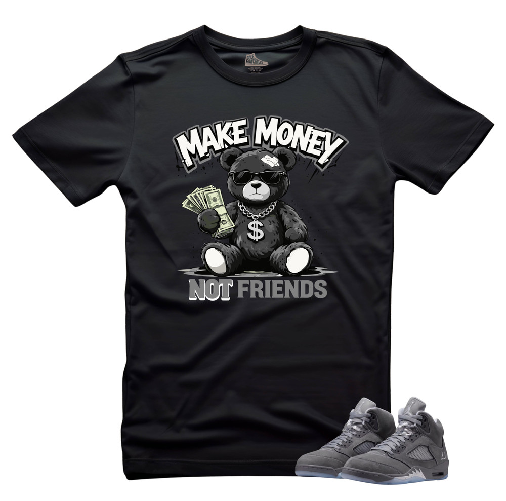 Shirt To Match Jordan 5 Wolf Grey Shoes -Make Money Sneaker Match Tees Black