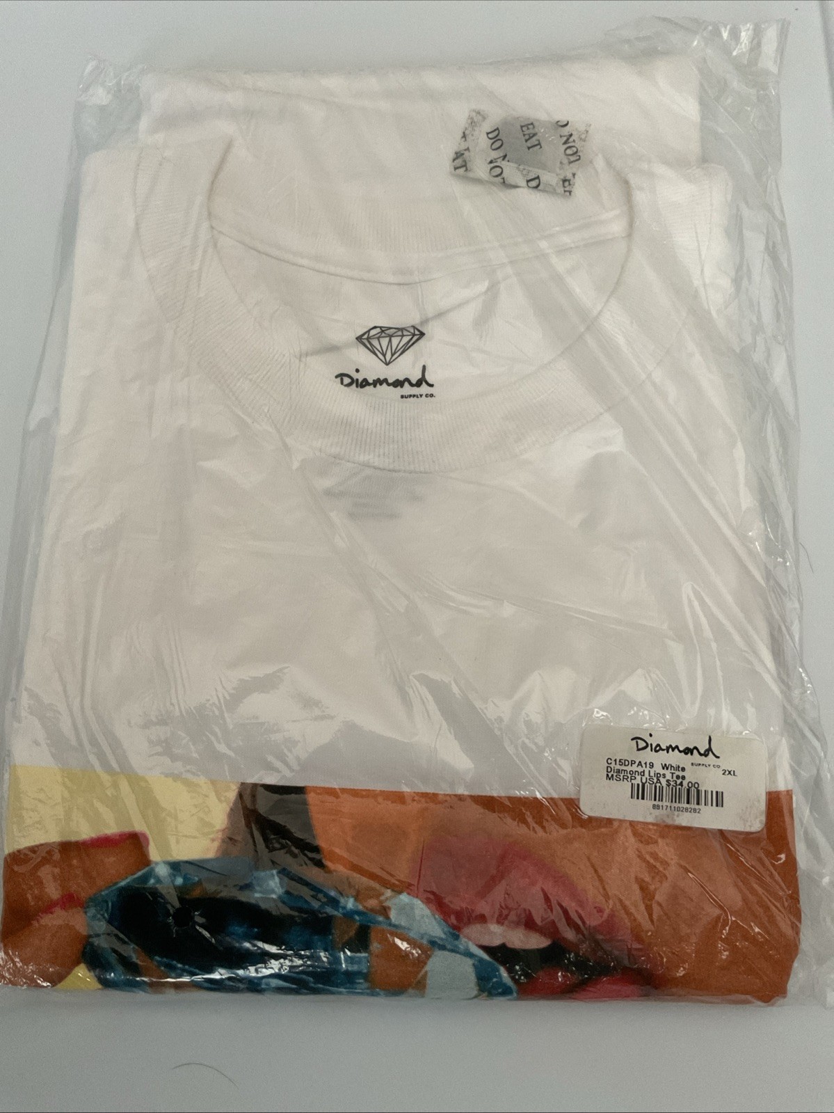 Diamond Supply Co Diamond Lips Tee 2XL White Deadstock New In Bag