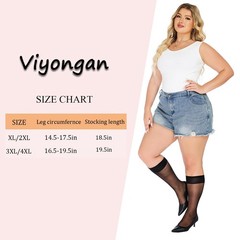 Plus Size Sheer Knee High Socks for Women Nylon Super Wide Trouser Stockings …
