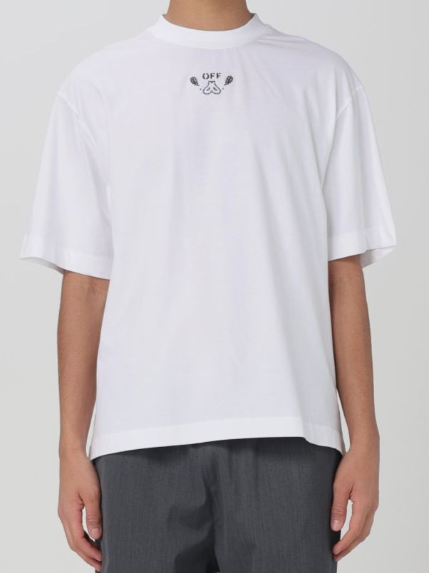 Off-White Men's White Graphic Crew Neck Pullover Cotton Bandana Skate T Shirt L gallery