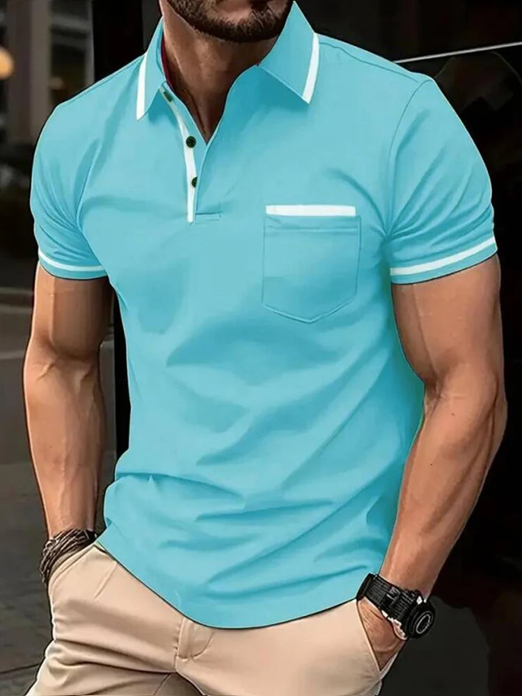 Camiseta Con Cuello Levantado Cremallera Para Hombre Camisa De Manga Corta Men gallery