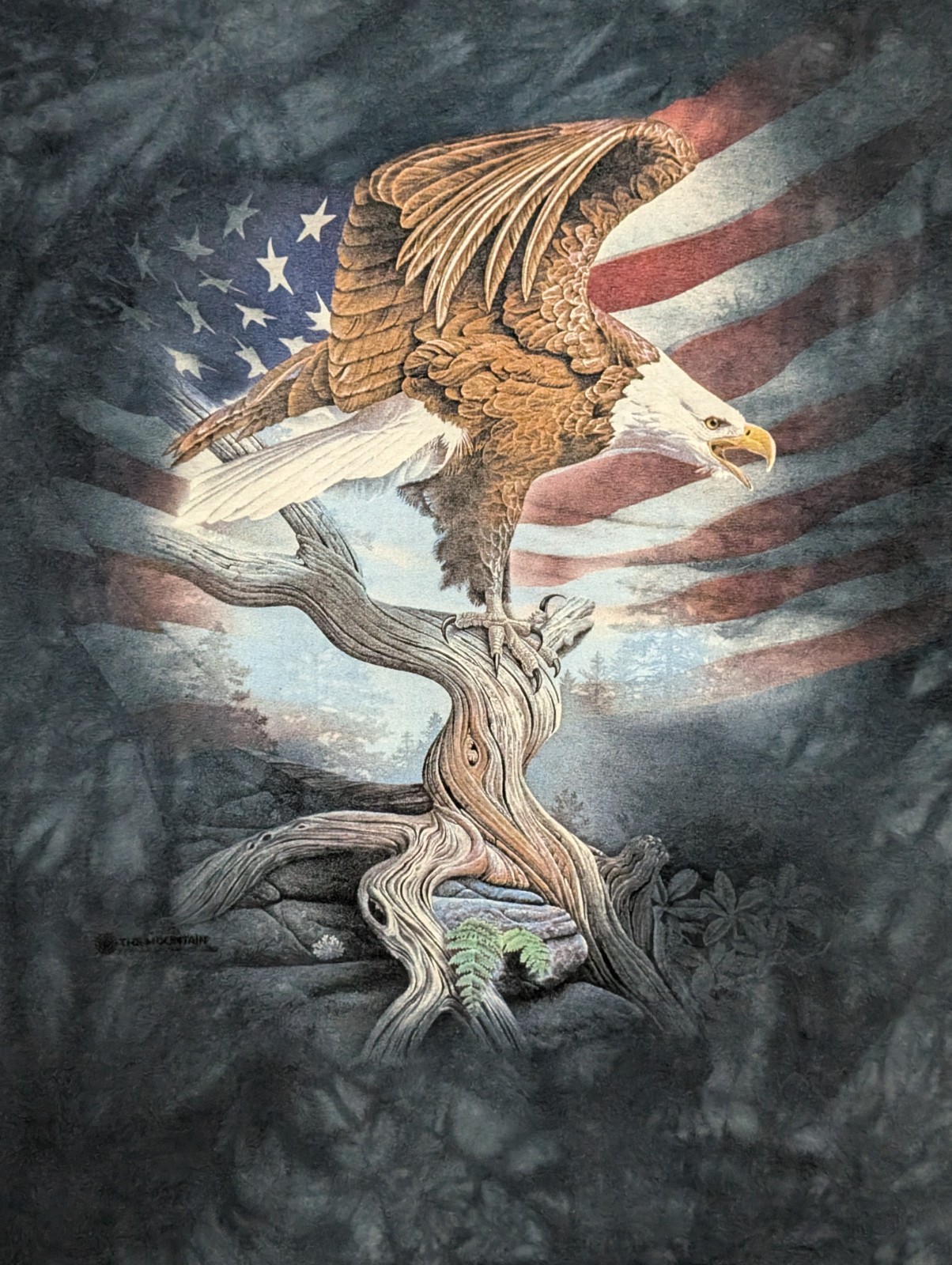 The Mountain Mens T-shirt Blue Eagle Flag Collage New Logo XL #3544 NWOT