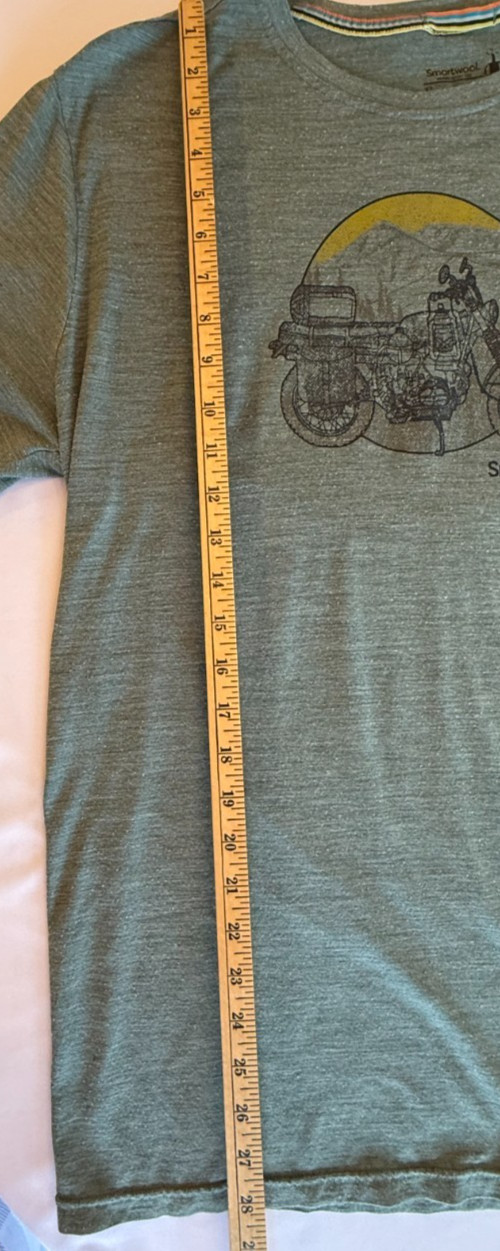 Smartwool Mens XL Green Merino Wool Blend T-Shirt Motorcycle Graphic Tee Retro gallery