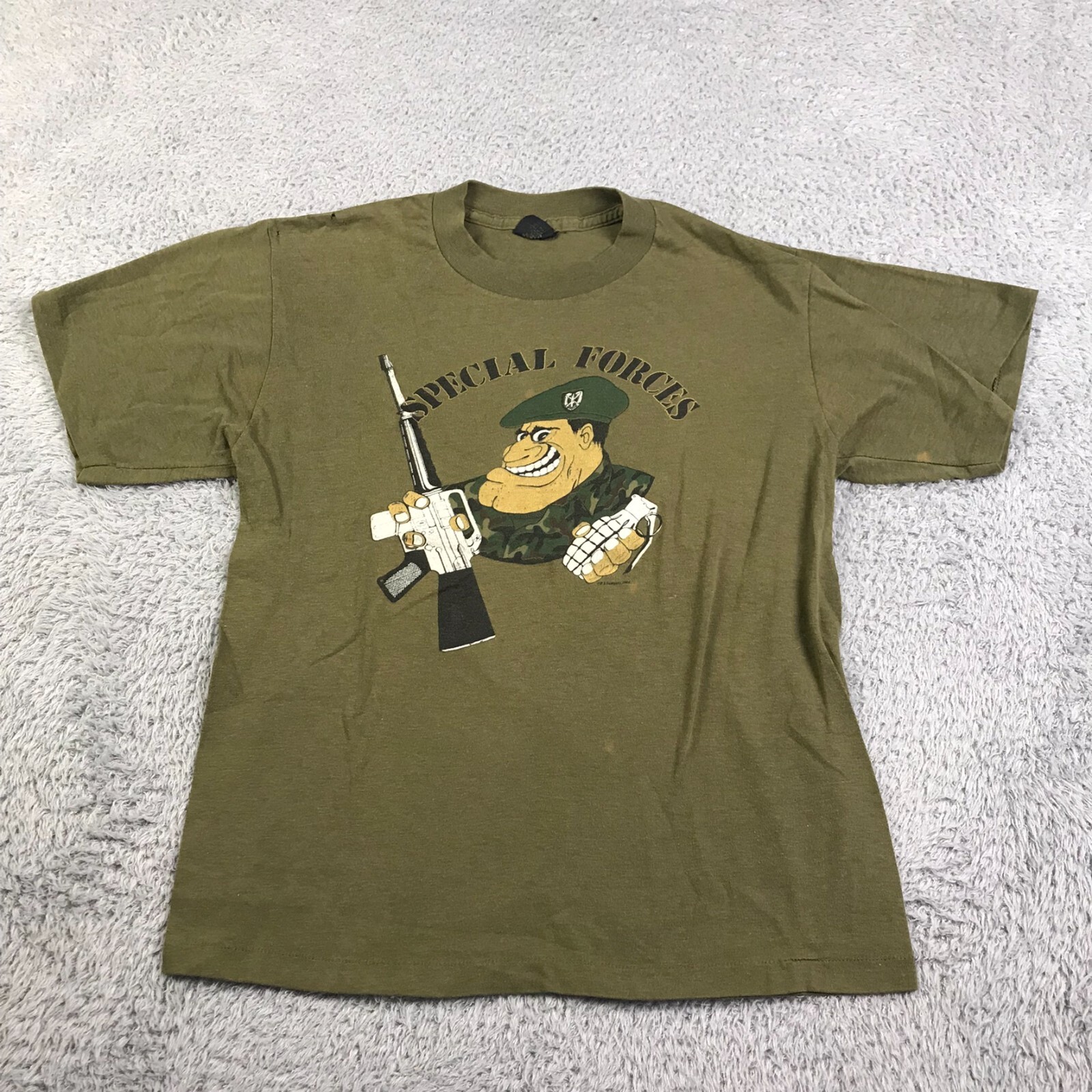 US Army Special Forces Commando Military Graphic Shirt Size 18-20 Vintage 80s gallery